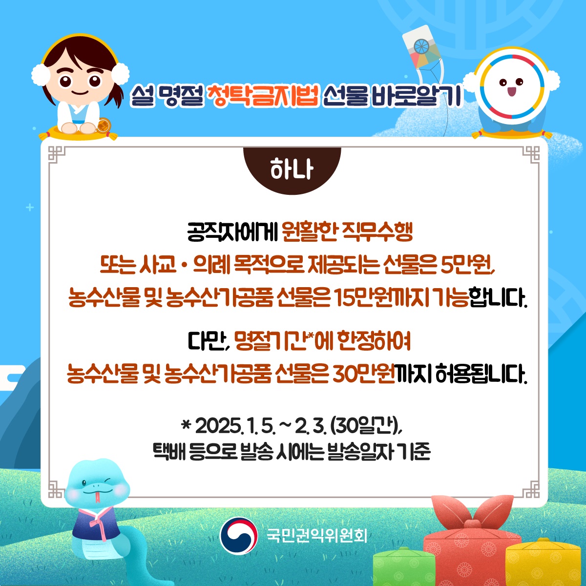 [국민권익위원회] 2025 설 명절 청탁금지법 선물 바로알기  - 2